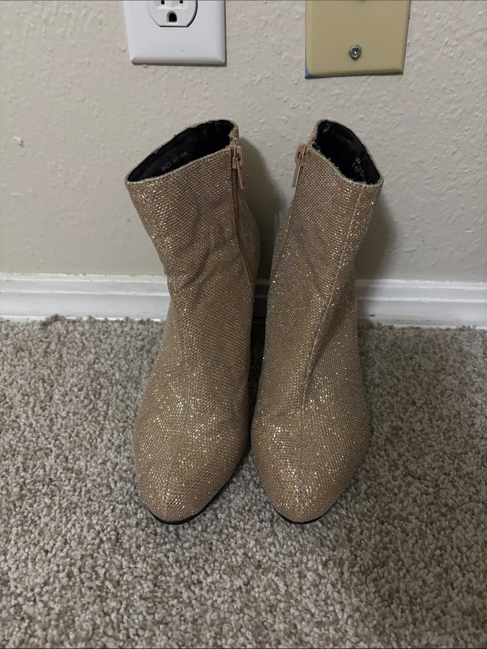 Nasty Gal Champagne Glitter Ankle Boots